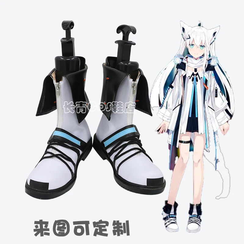 

Ботинки для косплея VTuber Shirakami Fubuki Skin, белые ботинки для Хэллоуина, карнавала, костюмы для косплея