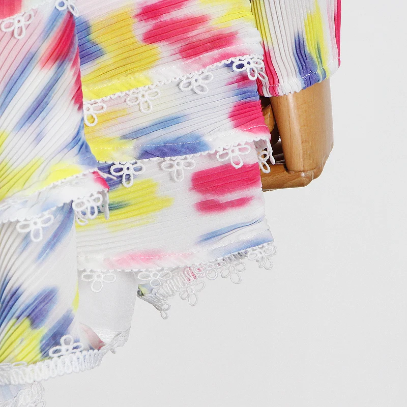 

TWOTWINSTYLE Print Hit Color Dress For Women V Neck Long Sleeve High Waist Elegant Dresses Female Fashion New Clothing Spring