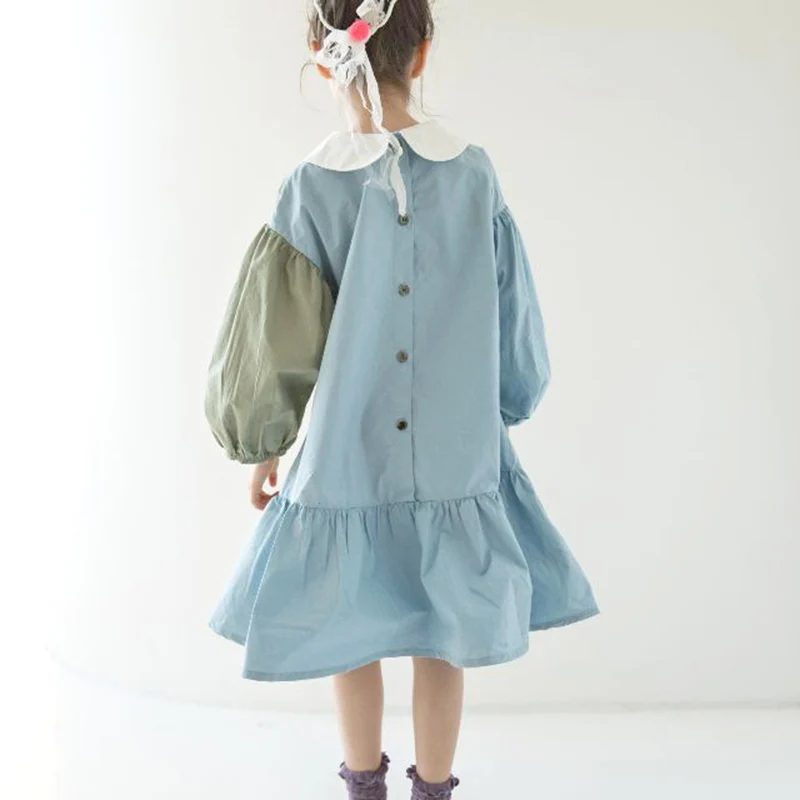 Асимметричное платье с оборками для девочек Летнее принцессы пышными рукавами