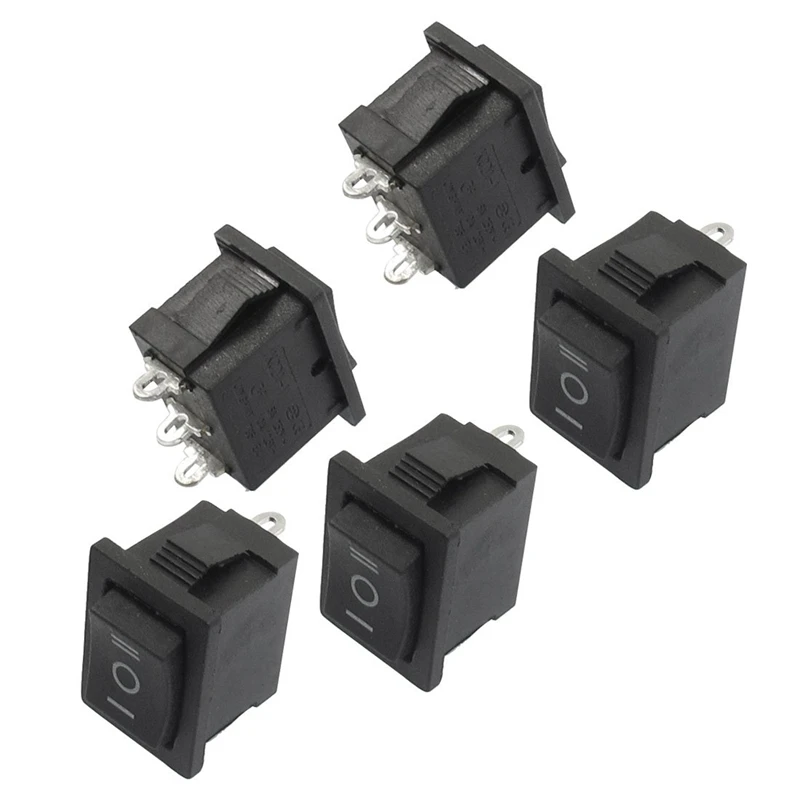 10pcsx AC 3A/250V 6A/125V ВКЛ-ВЫКЛ I/O SPST 2 кнопки Pin в круглый лодка кулисный переключатель &amp 5