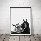 Декор для гостиной, плакат в скандинавском стиле, картина с черно-белыми животными, лошадью, настенная абстрактная Минималистичная картина для спальни