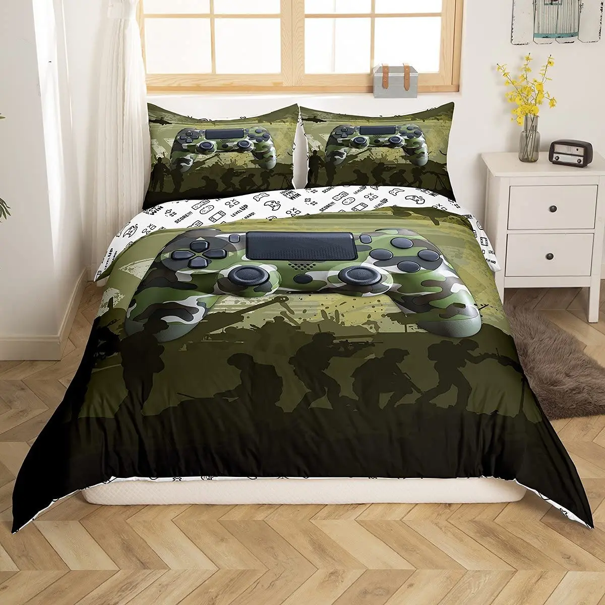 

Набор постельного белья для детей, комплект с пододеяльником и рисунком армейского солдата, для видеоигр