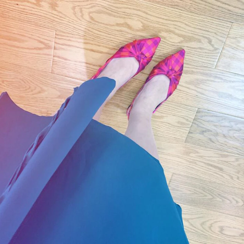 Новинка 2020 года сезон весна-лето цветные тонкие туфли на плоской подошве с бантом