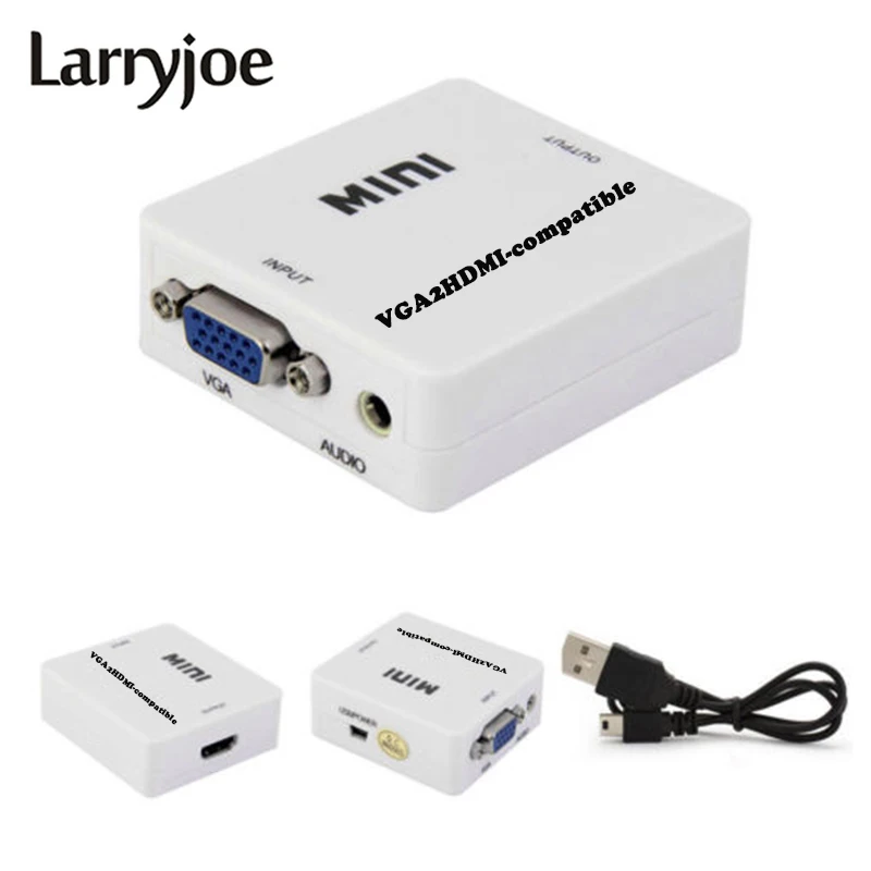 Мини 1080P VGA в HDMI совместимого адаптера конвертер VGA2HDMI compatible Соединитель с аудио
