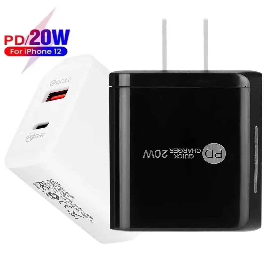 

PD 20W QC3.0 EU/US быстрое зарядное устройство, зарядное устройство с двумя портами для iPhone 12 11 Pro Max IPad Huawei Xiaomi Samsung