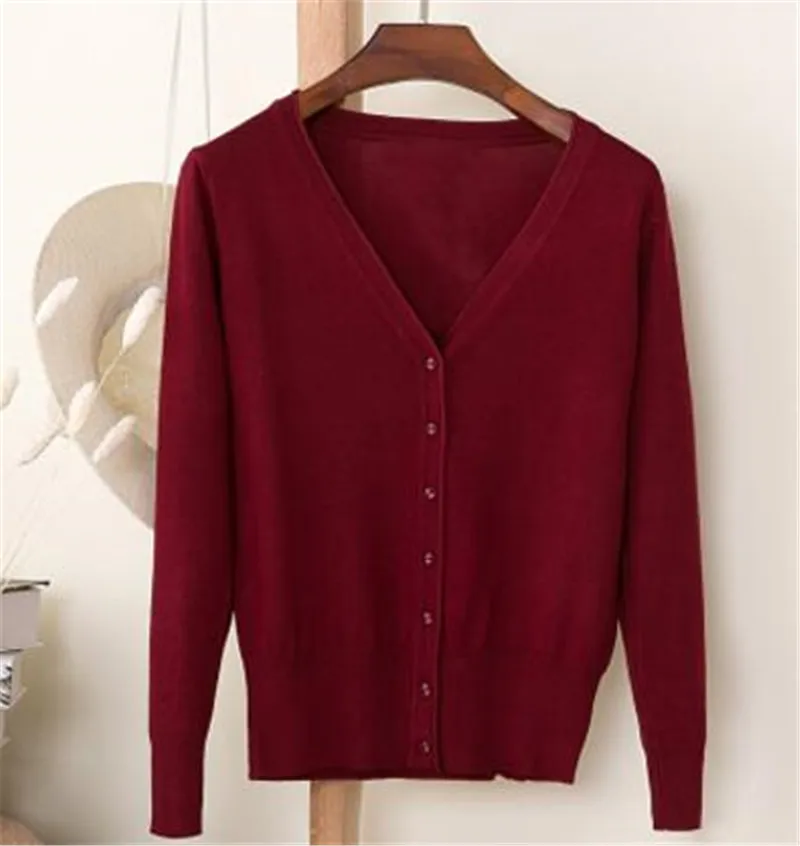 

Ladies Long Sleeve Loose Buttons Cardigan Thin Coat Spring Cardigan Women Korean V Neck Knitted Cardigan Feminino