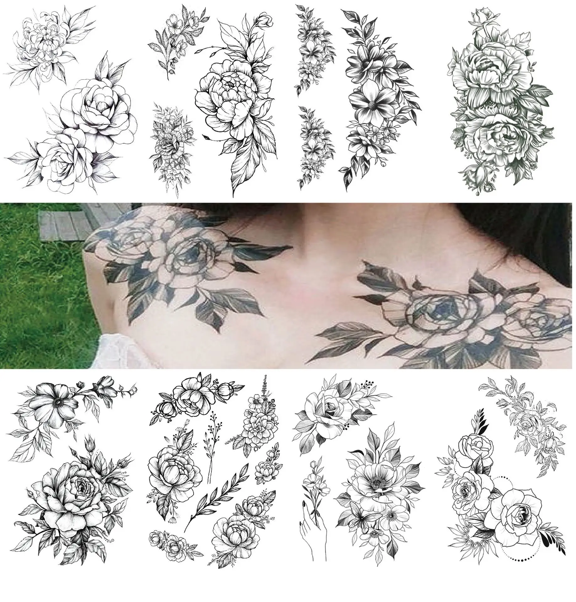 

Sketch Flower Tattoo Stick Flower Arm Tattoo Stick Waterproof Environmentally Friendly Flower arm Tattoo Stick Sticker