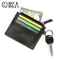 cuikca unisex wallet women men purse slim leather wallet zipper coins purse with key ring credit cards holders id card cases