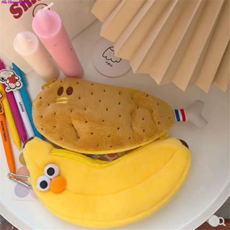 

Korean Bag Cute Koala Chicken Leg Banana Plush Pencil Case Simple Student Large Capacity Pencil Pouch Stationery Creative Gift