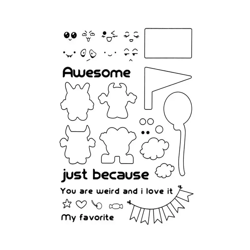 

Scrapbooking DIY photo cards account rubber stamp clear stamps CARTOON FACE AWESOME JUST transparent stamp Handmade card stamp