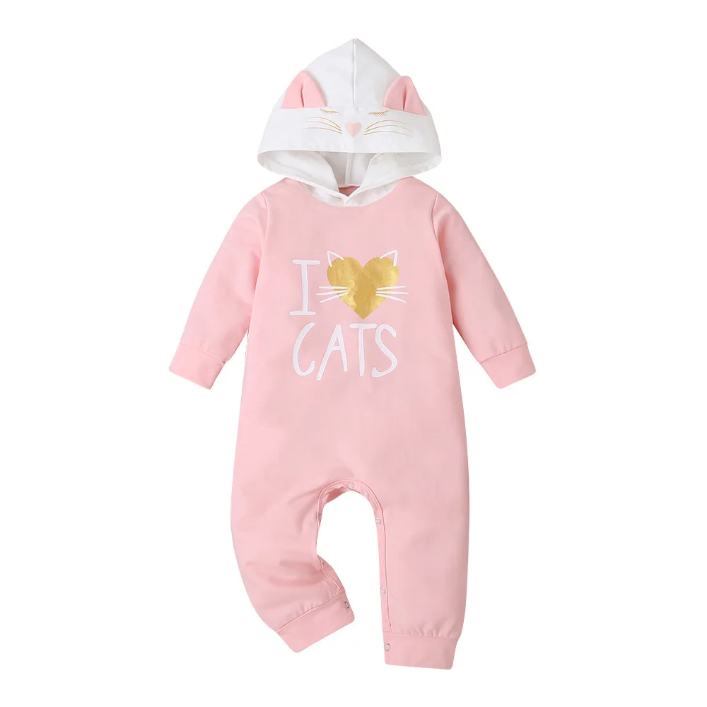 

2020 Winter Style Infant Newborn Baby Romper Cotton Long Sleeve Print Letter Hooded Cute Jumpsuits Babys Clothes Outfits 0-18M