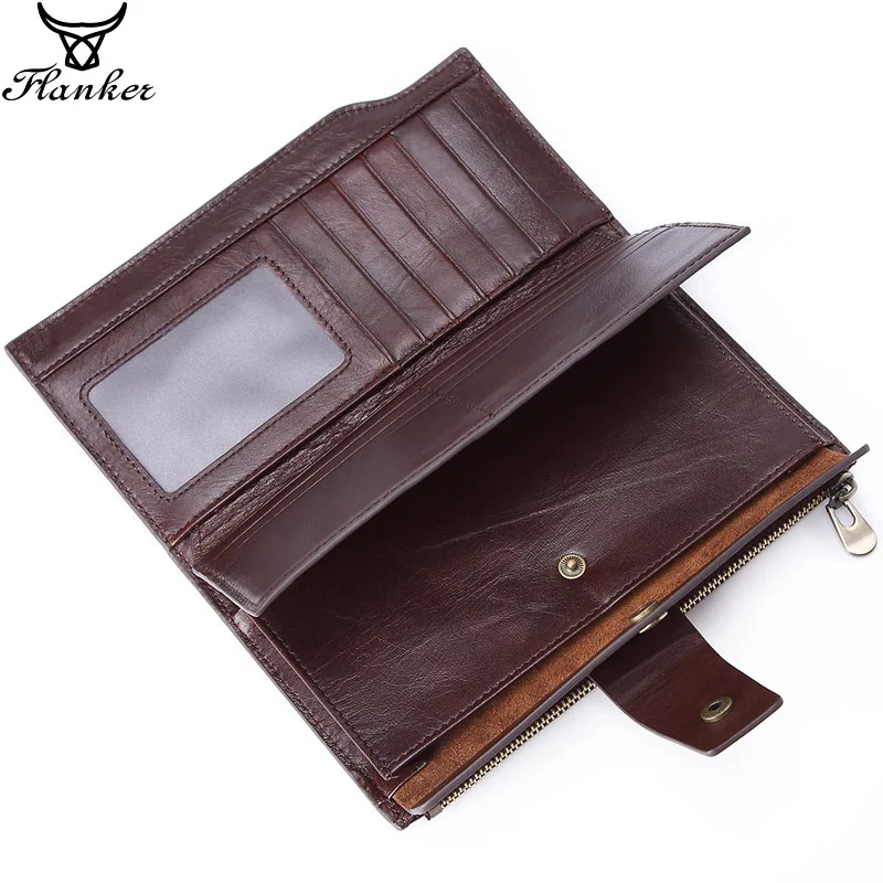 Flanker винтажные Длинные кошельки клатчи органайзер из натуральной кожи кошелек на