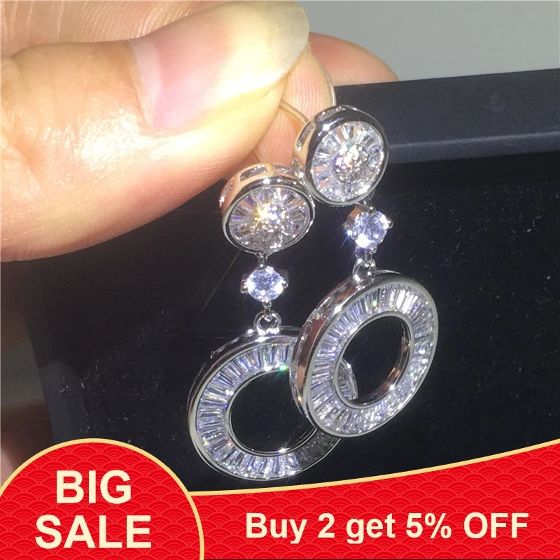 Женские Висячие серьги из серебра 925 пробы с фианитами | Украшения и аксессуары