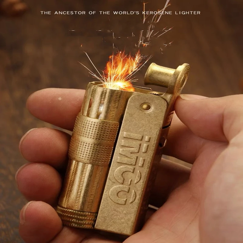 

IMCO 6700 Genuine Austrian Kerosene Lighter Vintage Retro Classic Copper Lighter Gasoline Refilled Flint Ignition Wheel Lighter