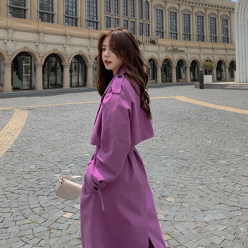 

2021 New Hit Spring Korean Style Elegant Fashion Loose Long Trench Windbreaker Coat for Women 086