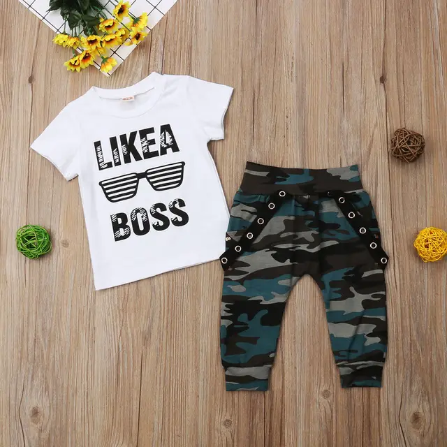 0-3Y Newborn Infant Toddler Baby Boy Clothes Set Kids Boys Cute Short Sleeve T-Shirt Top+Pants Outfits Clothing Set 2