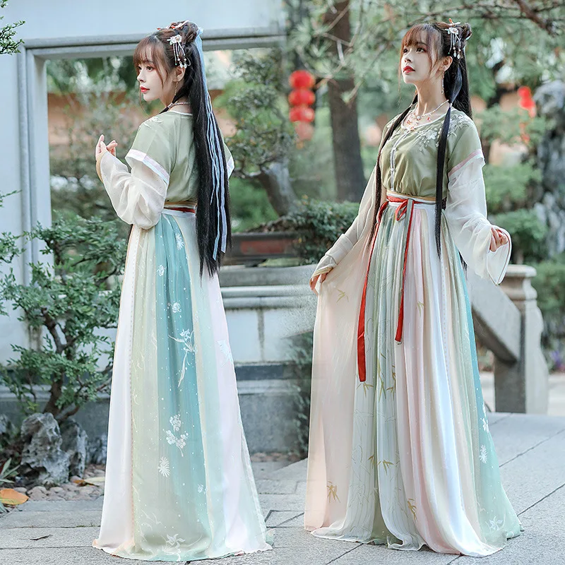 

Традиционное китайское сказочное платье ханьфу для женщин, танцевальный костюм Тан для выступлений, косплей, вечеринок, 2020