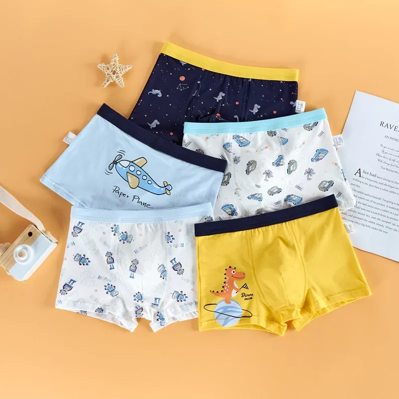 5pcs/lot Boys Underwear Kids Cartoon Dinosaur Boxers for Teenage Casual Car Print Panties Shorts Children Clothing 3 6 8 10 13Y |