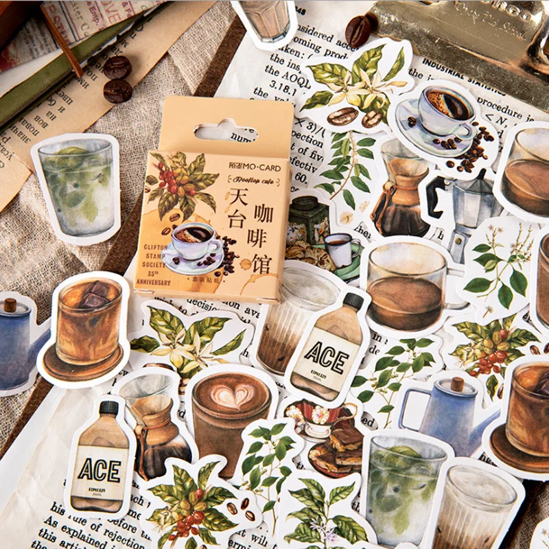 

46 шт./кор. Творческий Кафе на крыше Дневник украшения стены стикеры сделай сам планировщик Scarpbooking стикер, канцелярские товары