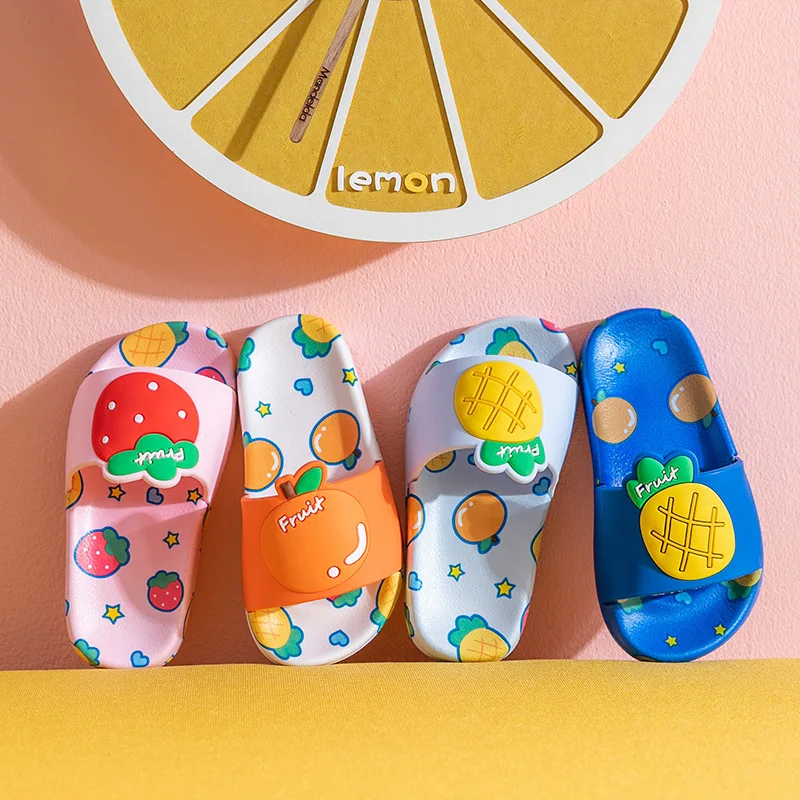 Parent-child Slippers 2021 New Summer Fruit Home Soft Bottom Kids Baby and Mother Strawberry Lemon Pineapple Cute Slippers
