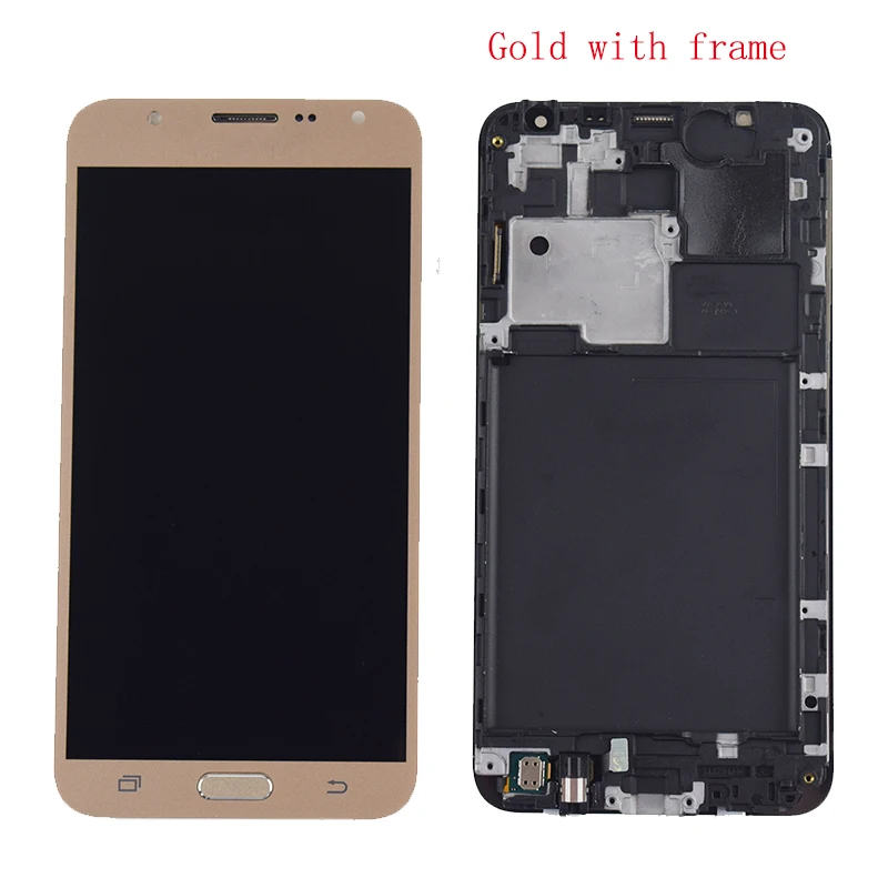 gold with frame Для samsung Galaxy J7 J700 SM-J700F J700M J700H/DS lcd дисплей J7 lcd дисплей сенсорный датчик экрана в сборе рамка - Цвет: gold with frame