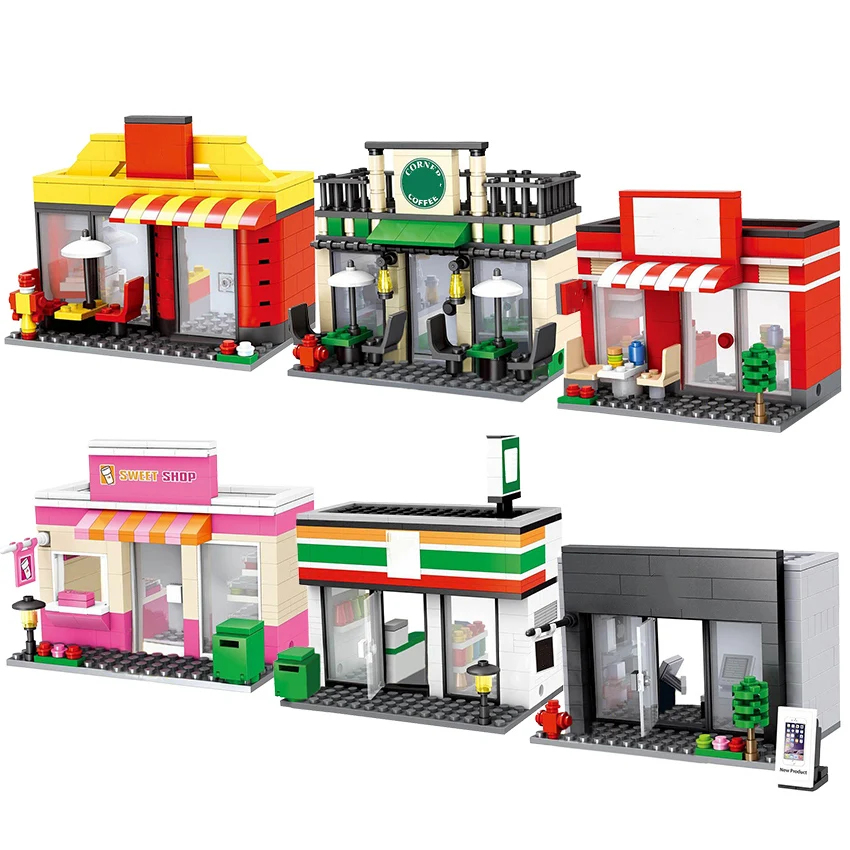 

Миниатюрный строительный блок для детей, уличный миниатюрный магазин игрушек Mc, Дональд, KFCE, кафе, приложение, подарок для детей, розничный м...