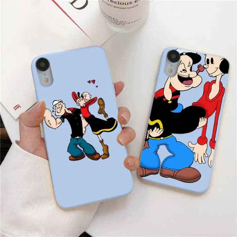 

Popeye The Sailor Man Phone Case For Iphone 6 6s 7 8 Plus XR X XS XSmax 11 12 Pro Mini Max Candy Blue Silicone Cover