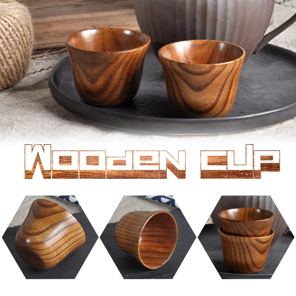 

Primitive Handmade Natural Jujube Wooden Handmade Water Coffee Mug Cup Tea Beer Juice Milk Mugs Drink Cups- Gift