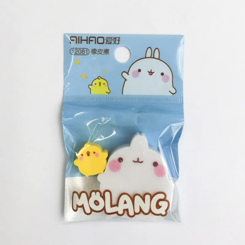 2 шт. упак. ластик-уточка Molang Rabbit | Канцтовары для офиса и дома