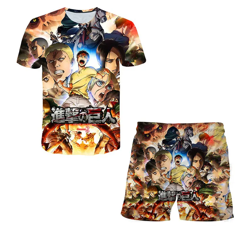

2021 3D Casual Boy/Girl Costume Graphic T-Shirt Printed Children's Summer T-Shirt Fashion Street Cartoon T-Shirt Set