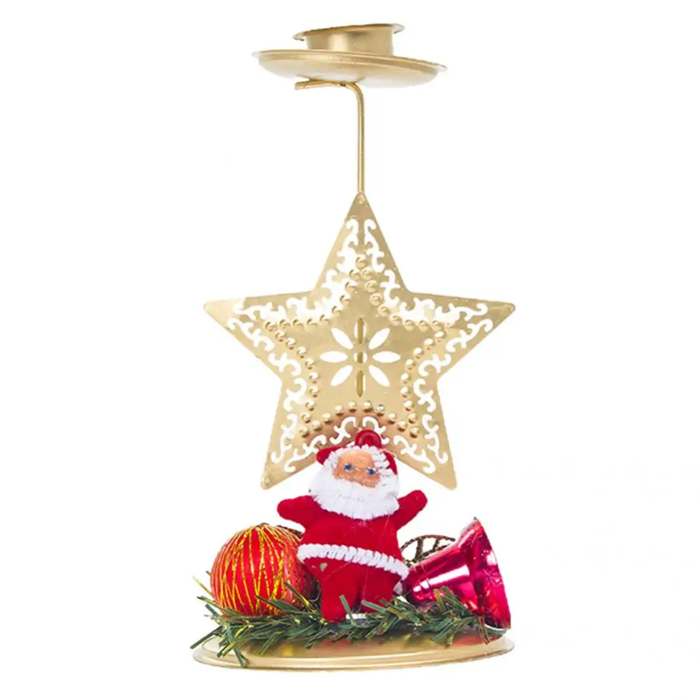 

Iron Premium Xmas Santa Candle Holder Lightweight Candle Holder Rust-Proof for Dinning