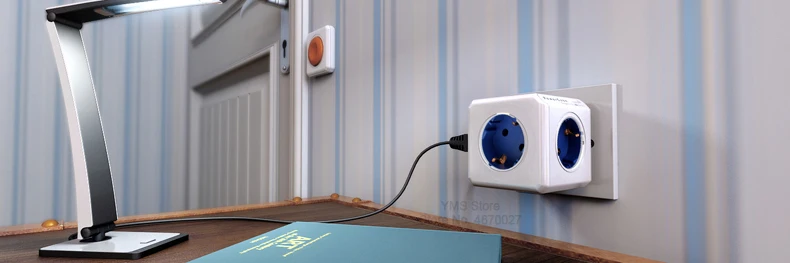 Allocacoc разъем питания ЕС Plug Мощность Strip 4 розетки 2 адаптер usb-портов Расширение адаптер умный дом Multi включен синий