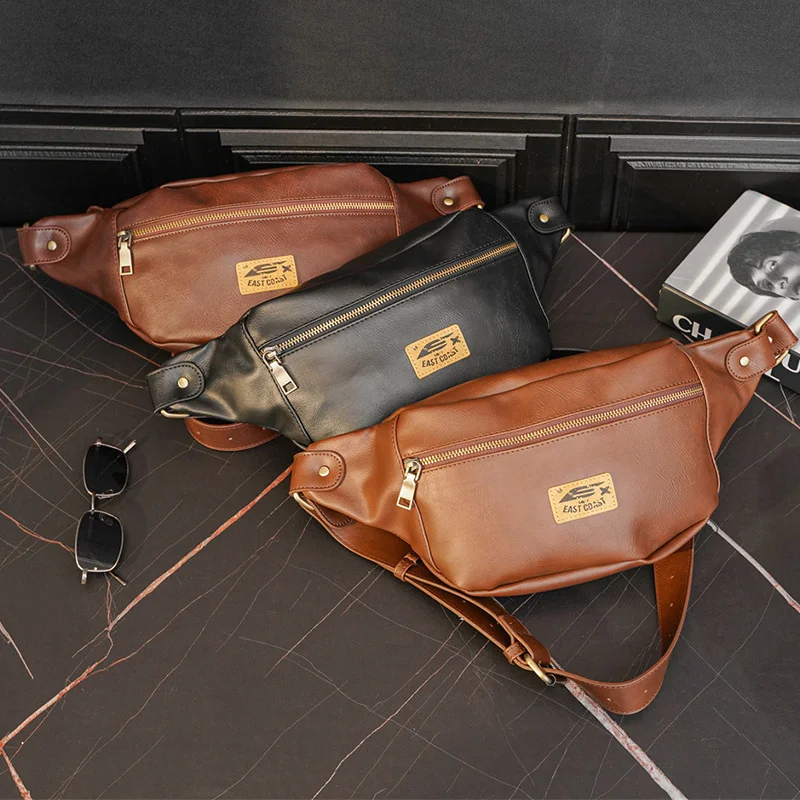 Мужская кожаная сумка-слинг через плечо Bolsas 2021, дизайнерская коричневая поясная сумка, Высококачественная Мужская Кожаная поясная сумка