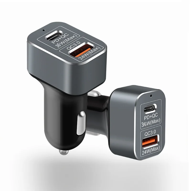 Автомобильное зарядное устройство с 2 портами USB + Type C PD 36 Вт Тип Быстрая