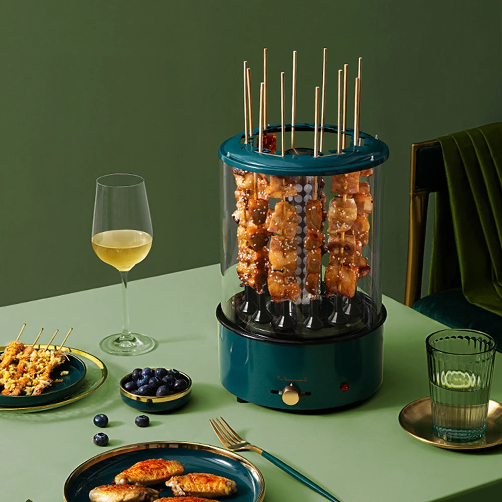 household barbecue machine electric skewer maker automatic 360° rotating grill bbq tools mutton 12 sticks smokeless 220v free global shipping