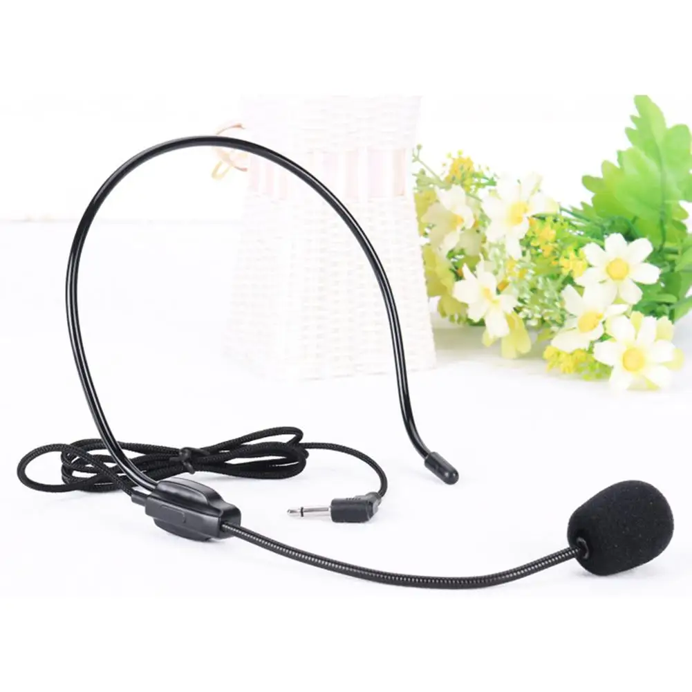 

Portable External 3.5mm Hands-Free Wired Microphone Head-mounted Mic for Teaching Loudspeaker phone computer Notebook