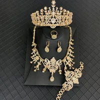 vintage fancy flower jewelry set earring necklace ring bracelet crown gift for turkish brides wedding bridesmaid bijoux