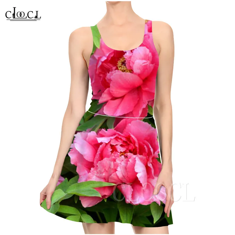 Модное Повседневное платье с цветочным принтом пиона тонкое летнее женское