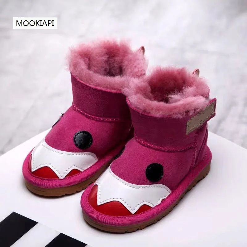 Австралийские новые зимние ботинки из овечьей кожи и меха 2019 г. Детская обувь