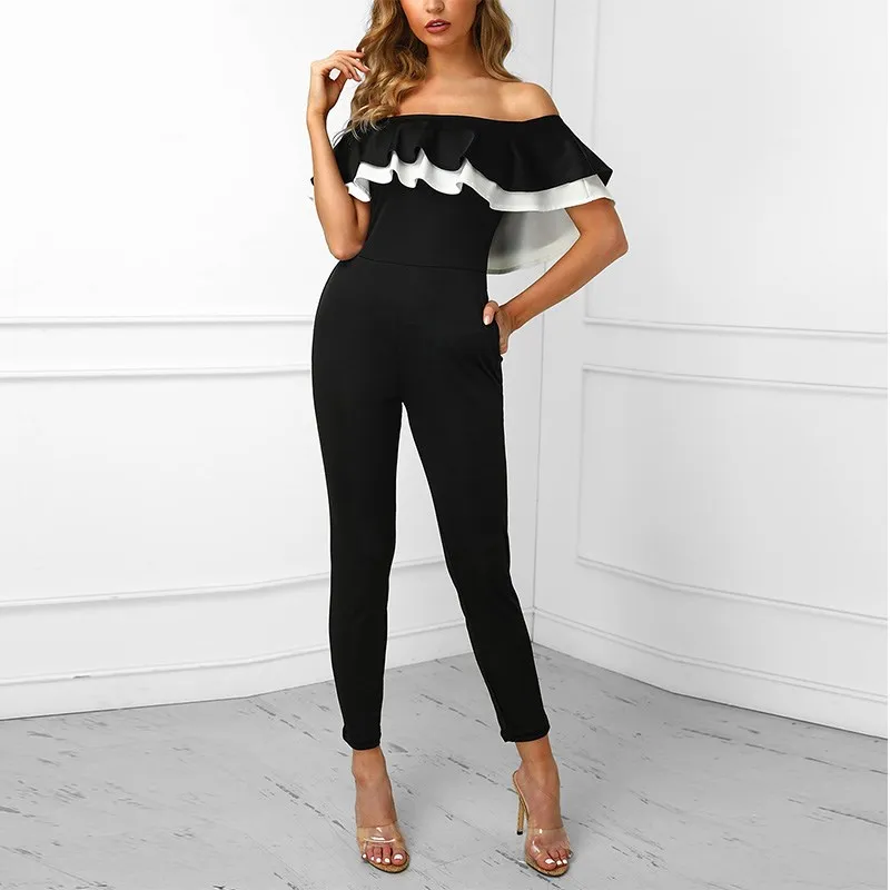 Осенний повседневный комбинезон с открытыми плечами для женщин Клубные вечерние