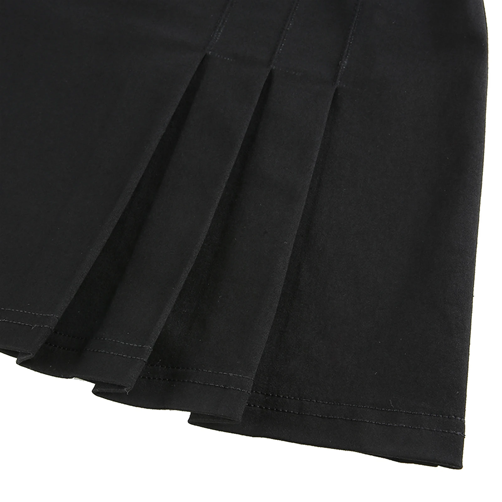 

Women Casual Sexy New Pleated Mini Short Skirt, Black Solid Color High Waist Pleated Skirt with Buttons