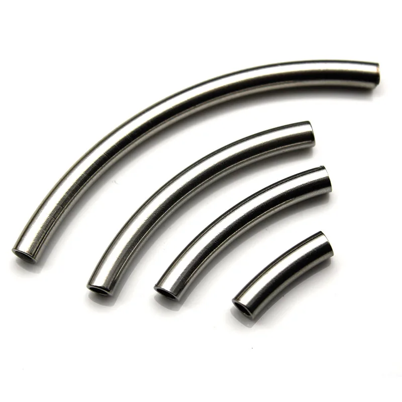 

10pcs Hole 2.5mm, Stainless Steel Curved Tube Spacer Beads for Jewelry Making fit Slide Charm Bracelet Necklace DIY Findings
