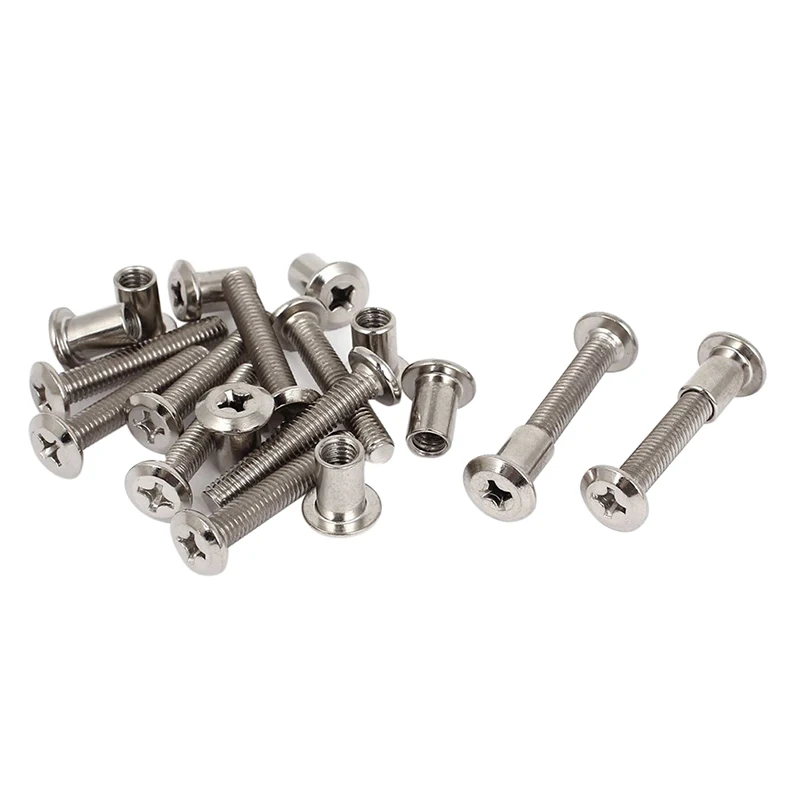 GTBL Furniture 6x35mm Cross Countersunk Screw Bolts Barrel Nuts 10sets