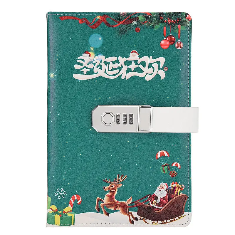Christmas Notebook With Lock, Grid, Lined, Cornell Available  A5 Sketchbook Diary Bullet Planner Journal School Notepad Newest