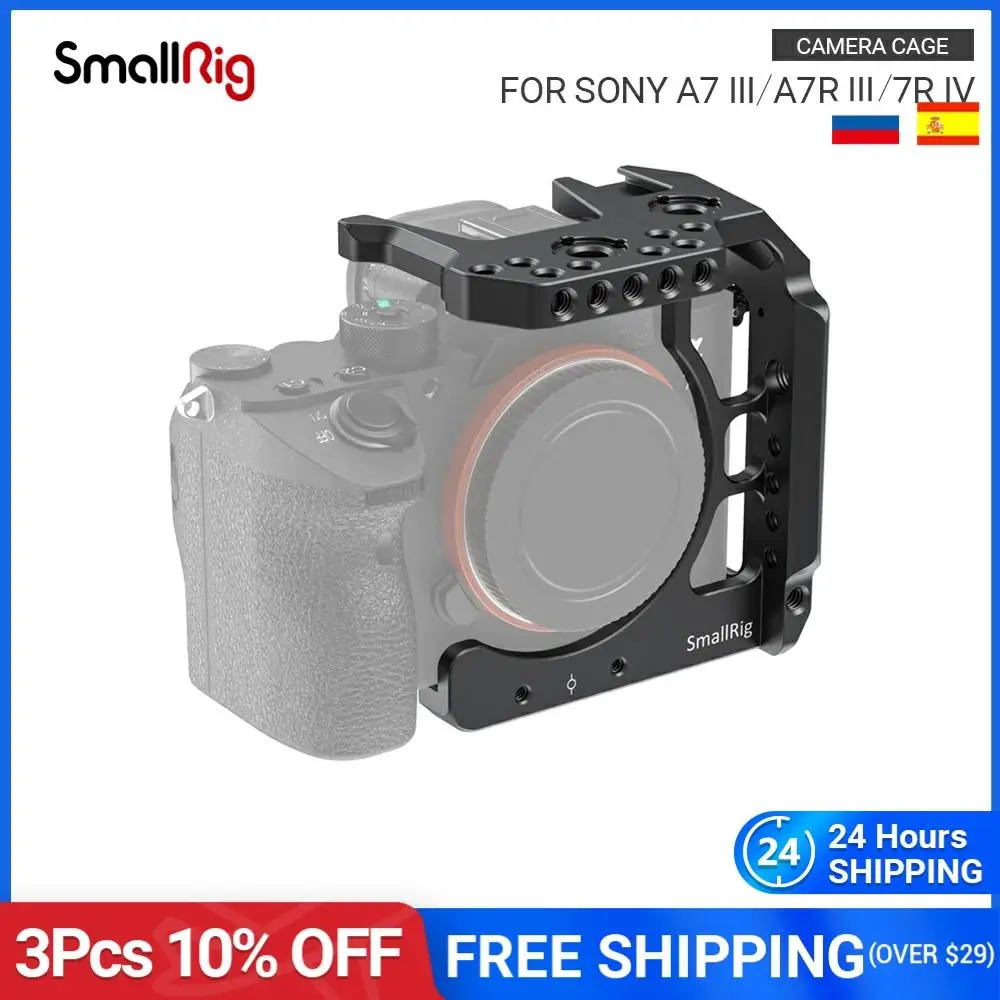 

SmallRig Half Cage for Sony A7 III/A7R III/A7R IV Camera Cage Video Shooting Kit With Cold Shoe Mount/Nato Rail- 2629