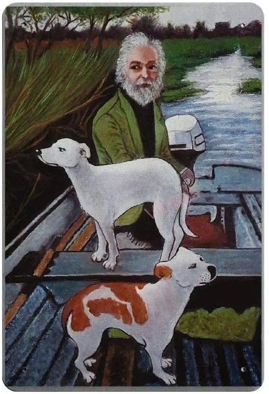 

Man in Boat with Dogs Retro Metal Tin Sign Plaque Poster Wall Decor Art Shabby Chic Gift