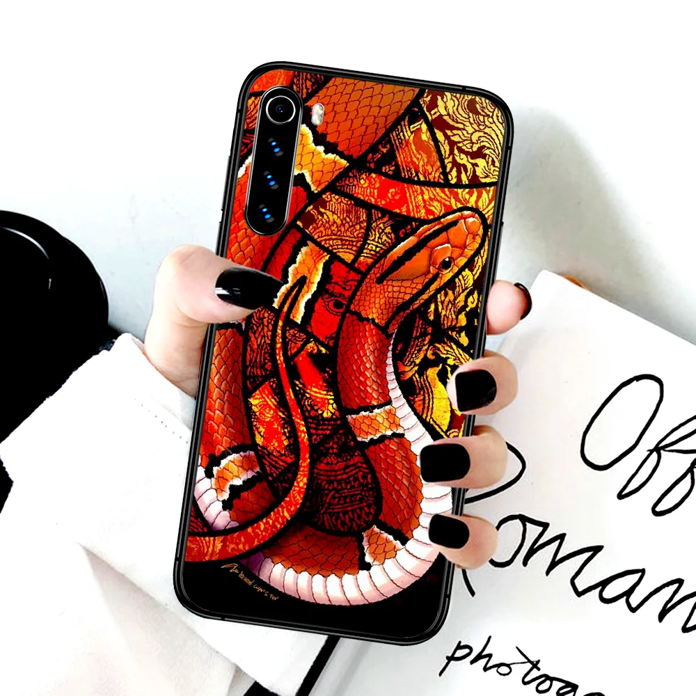

Luxury Fashion Snake Phone Case For Xiaomi Redmi Note 7 8 8T 9 9S 4X 7 7A 9A K30 Pro Ultra black Coque Luxury Hoesjes Tpu Etui