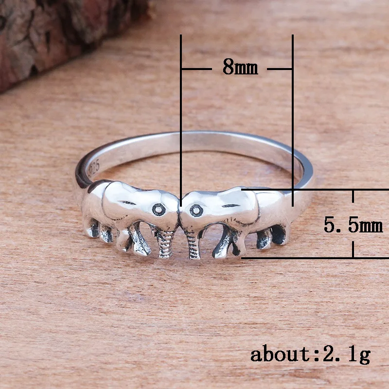 Модное женское кольцо POFUNUO Lucky 3D Elephant с двойным рисунком в стиле ретро красивое