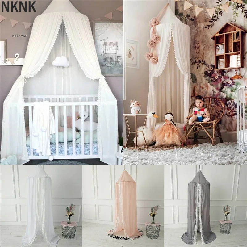 

Cotton Kid Baby Bed Canopy Bedcover Mosquito Net Curtain Bedding Round Dome Tent Fly Insect Protection