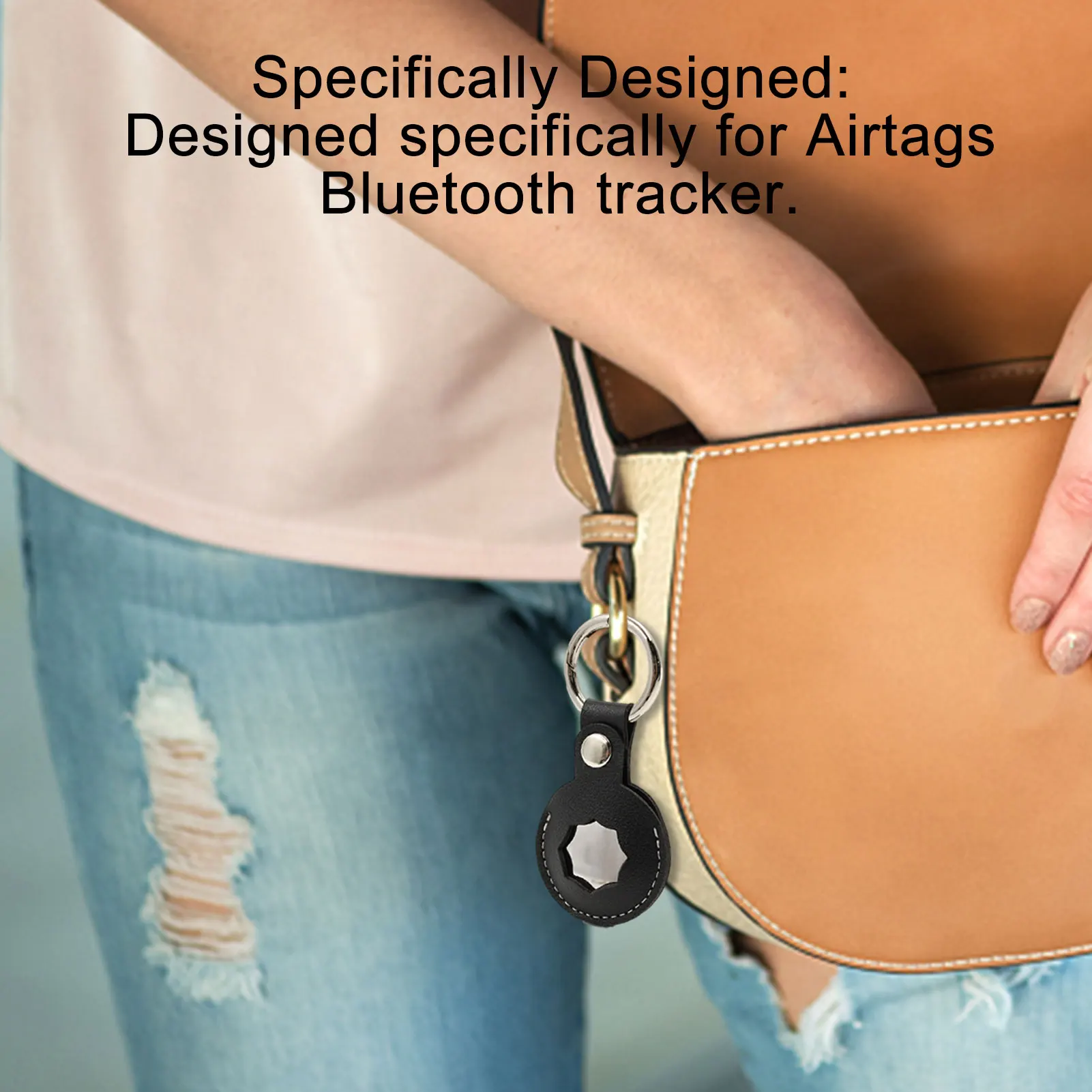 

High Quality Keychain For Apple Airtags Leather Protective Cover For Apple Locator Tracker Anti-Lost Device Keyring Case